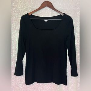 Basic black top with square neck.
